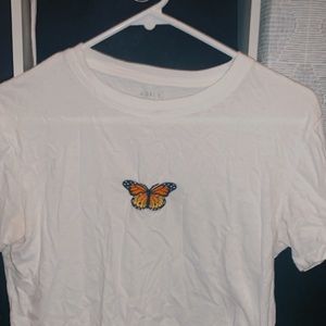 White brandy Melville butterfly t-shirt